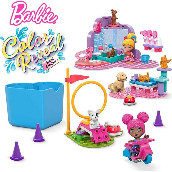 Продукт Mattel Mega Construx Barbie Train and Wash Pets - Конструктор с 15 аксесоара 152 части - 0 - BG Hlapeta