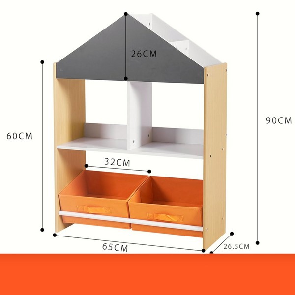 Продукт GINGER HOME - Детски Шкаф, Етажерка за Играчки и Книжки с Черна Дъска за Писане, Къщичка, Дърво - 0 - BG Hlapeta