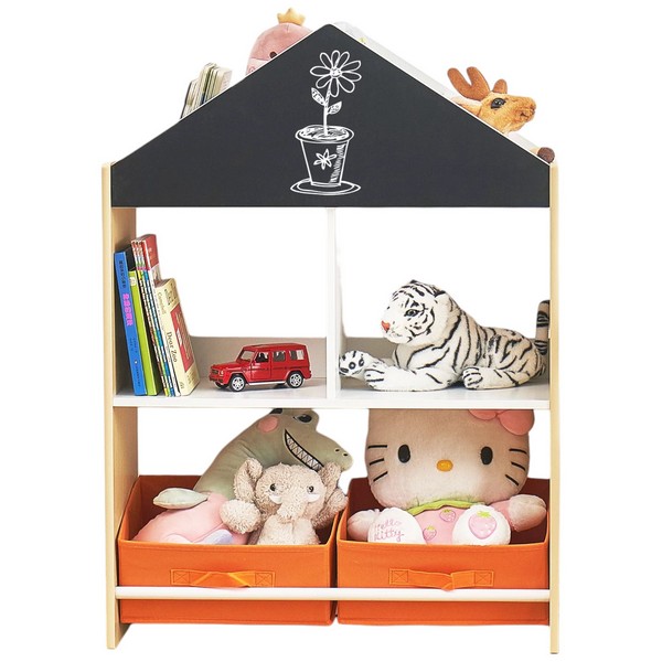 Продукт GINGER HOME - Детски Шкаф, Етажерка за Играчки и Книжки с Черна Дъска за Писане, Къщичка, Дърво - 0 - BG Hlapeta