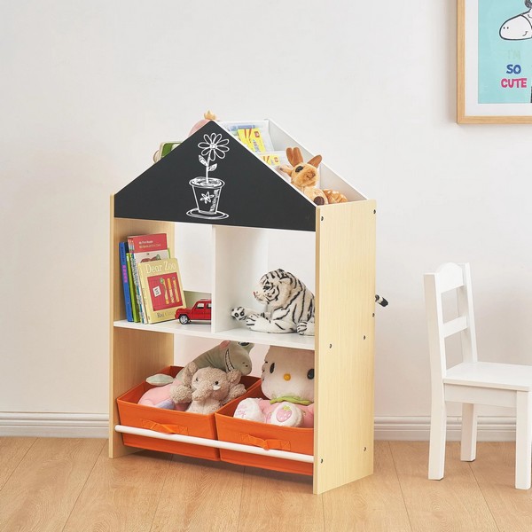 Продукт GINGER HOME - Детски Шкаф, Етажерка за Играчки и Книжки с Черна Дъска за Писане, Къщичка, Дърво - 0 - BG Hlapeta