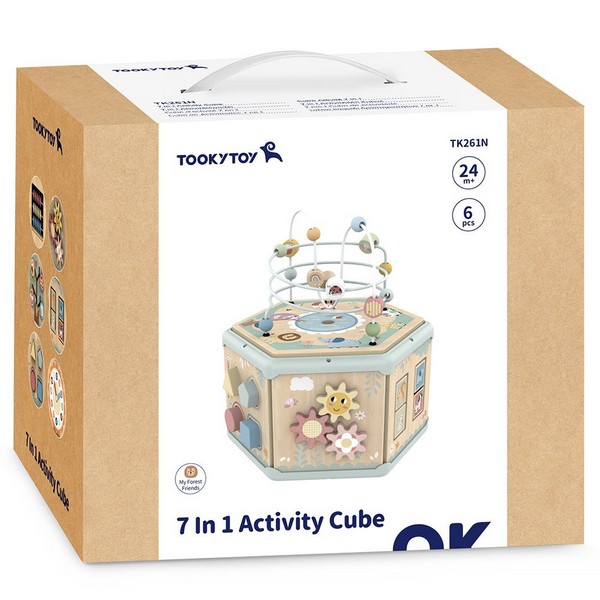 Продукт Tooky Toy -  Дървен активен куб, 7 в 1 - 0 - BG Hlapeta