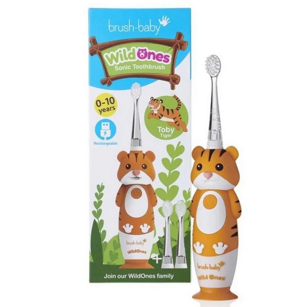 Продукт Brush-Baby - Електрическа четка за зъби с USB захранване и 2 бр. резервни глави WildOnes 0 - 10+ години - 0 - BG Hlapeta