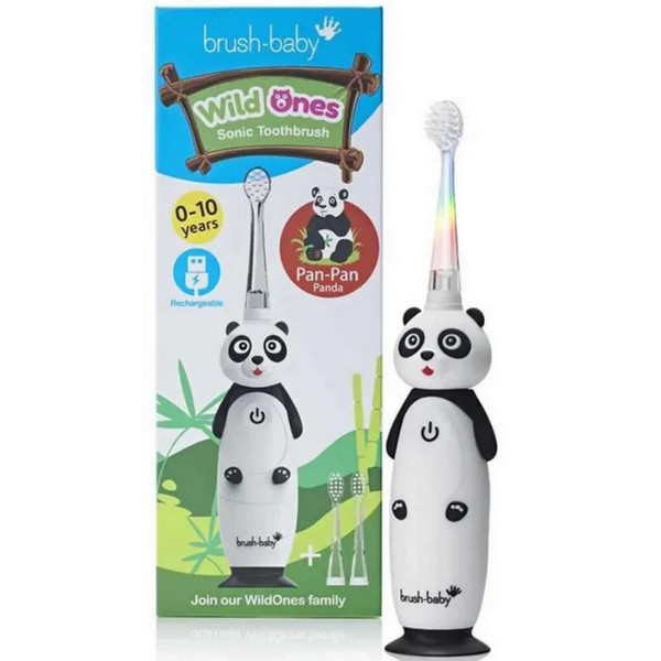 Продукт Brush-Baby - Електрическа четка за зъби с USB захранване и 2 бр. резервни глави WildOnes 0 - 10+ години - 0 - BG Hlapeta