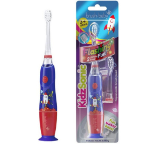 Brush-Baby KidzSonic - Електрическа четка за зъби с USB захранване и 1 резервна глава 3+ години
