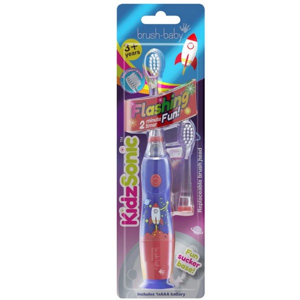 Продукт Brush-Baby KidzSonic - Електрическа четка за зъби с USB захранване и 1 резервна глава 3+ години - 0 - BG Hlapeta