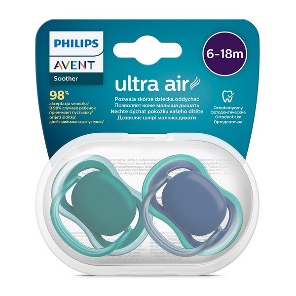 Продукт Philips AVENT Ultra Air - Комплект 2 бр. ортодонтични залъгалки с кутия за стерилизиране, 6-18м - 0 - BG Hlapeta