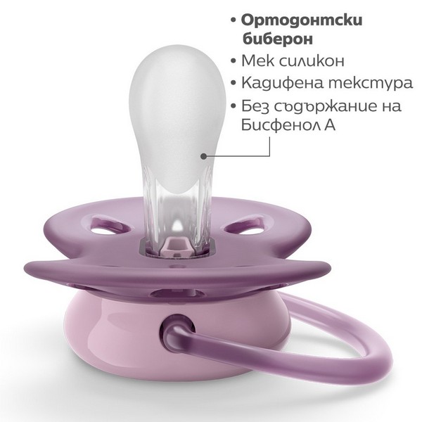 Продукт Philips AVENT Ultra Soft - Комплект от 2 бр. ортодонтични залъгалки 6-18м, с декорация, в кутия за стерилизиране - 0 - BG Hlapeta