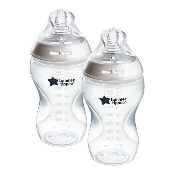 Tommee Tippee Natural Start - Комплект от 2 броя бебешки шишета за хранене САМОСТЕРИЛИЗИРАЩО, 340 мл, с биберон със среден поток 3м+