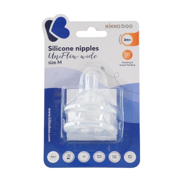 Kikkaboo UniFlow Wide - Биберон силиконов L 2бр Продукт Kikkaboo UniFlow Wide - Биберон силиконов L 2бр - 0 - BG Hlapeta