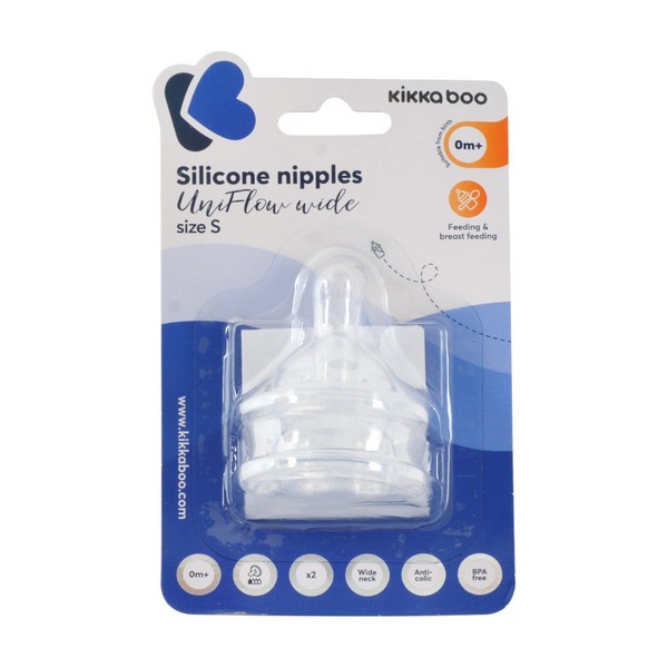 Kikkaboo UniFlow Wide - Биберон силиконов L 2бр Продукт Kikkaboo UniFlow Wide - Биберон силиконов L 2бр - 0 - BG Hlapeta