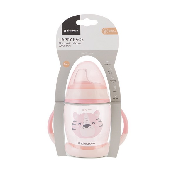 Продукт Kikkaboo Happy face - Чаша със силиконов накрайник 200мл - 0 - BG Hlapeta