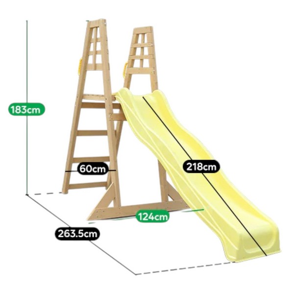Продукт GINGER HOME - Детска Дървена Катерушка с Пързалка 2.2 м, За Игра на Двора - 0 - BG Hlapeta