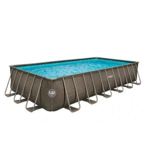 Funsicle Oasis - Басейн метална рамка правоъгълен РАТАН 7.32x3.66x1.32 m с филтър и стълба
