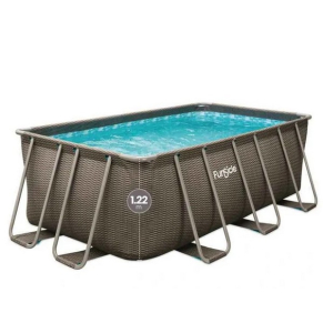 Funsicle Oasis - Басейн метална рамка правоъгълен РАТАН 4x2x1.22 m с филтър и стълба