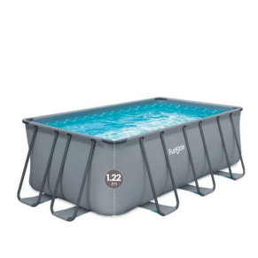 Funsicle Oasis - Басейн метална рамка правоъгълен СИВ 4x2х1.22 m с филтър и стълба