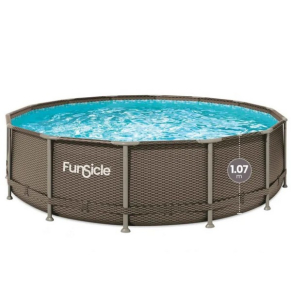 Funsicle Oasis - Басейн метална рамка кръг РАТАН 4.27x1.07 m със скимер филтър и стълба