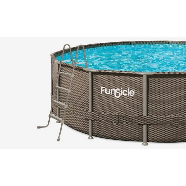 Продукт Funsicle Oasis - Басейн метална рамка кръг РАТАН 4.27x1.07 m със скимер филтър и стълба - 0 - BG Hlapeta