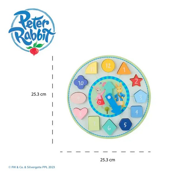 Продукт Orange Tree Toys Peter Rabbit Часовник, пастелни цветове - Дървен Пъзел - 0 - BG Hlapeta