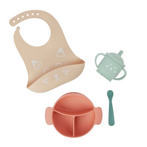 Продукт Babymoov Learn ISY- Комплект от силикон, лигавник, купичка с вакуум, чаша със сламка и лъжичка - 0 - BG Hlapeta