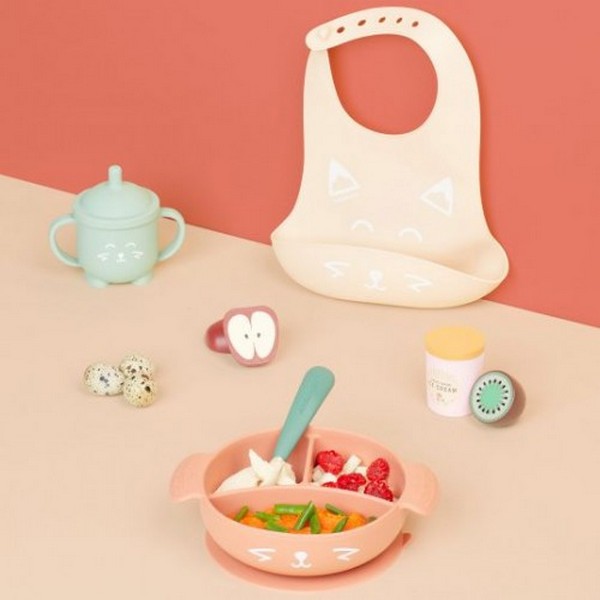 Продукт Babymoov Learn ISY- Комплект от силикон, лигавник, купичка с вакуум, чаша със сламка и лъжичка - 0 - BG Hlapeta