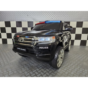 Акумулаторен джип Toyota Land Cruiser Police 12V, с меки гуми и кожена седалка