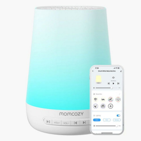 Momcozy - Детска нощна лампа с музикална кутия 7 цвята, 34 мелодии, Бял шум, с мобилно приложение