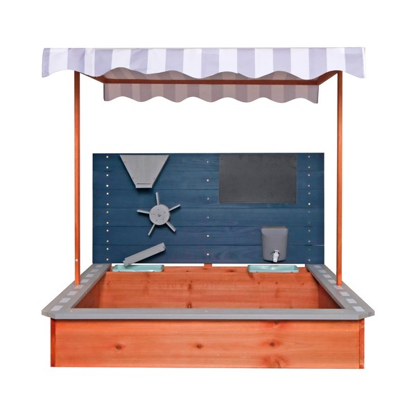 Продукт GINGER HOME - Детски Дървен Пясъчник с Регулируем Покрив, Аксесоари за Игра 120x120x120 см - 0 - BG Hlapeta