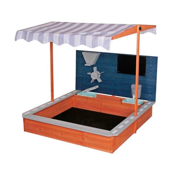 Продукт GINGER HOME - Детски Дървен Пясъчник с Регулируем Покрив, Аксесоари за Игра 120x120x120 см - 0 - BG Hlapeta