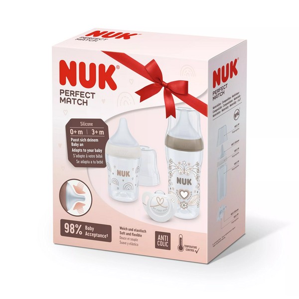 Продукт NUK Perfect Match РР - Подаръчен Сет 3 части, Сърце и Дъга - 0 - BG Hlapeta