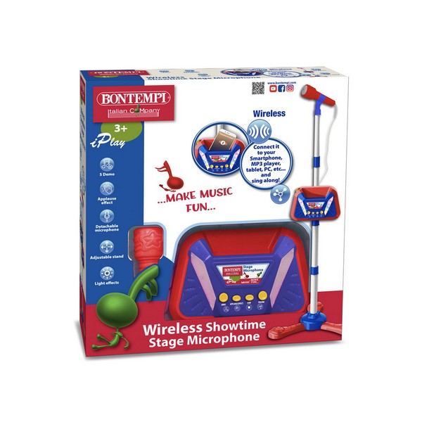 Продукт Bontempi - Безжичен микрофон за сцена със светеща стойка - 0 - BG Hlapeta