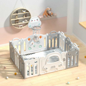 Feelkids Кола - Бебешка ограда с баскетболен кош и табло с активности