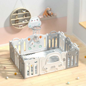 Feelkids Кола - Бебешка ограда с баскетболен кош и табло с активности