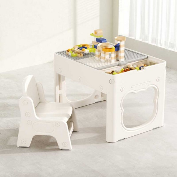 Продукт Feelkids - Детска маса 2 в 1 с конструктор 100 части и два стола - 0 - BG Hlapeta