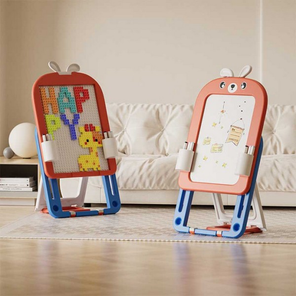 Продукт Feelkids Зайче - Детска дъска 2 в 1 с конструктор 60 части и стол - 0 - BG Hlapeta