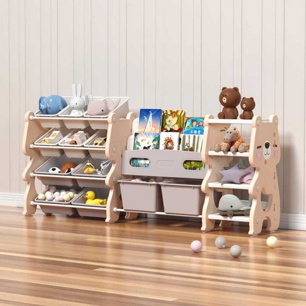Продукт Feelkids Мече - Комбиниран пластмасов скрин за съхранение на играчки и книги - 0 - BG Hlapeta