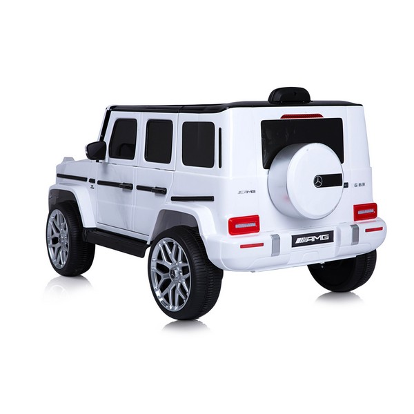 Продукт Акумулаторен Джип Mercedes AMG G63 с ЛИТИЕВО-ЙОННА батерия , с меки гуми и кожена седалка, 2025г - 0 - BG Hlapeta
