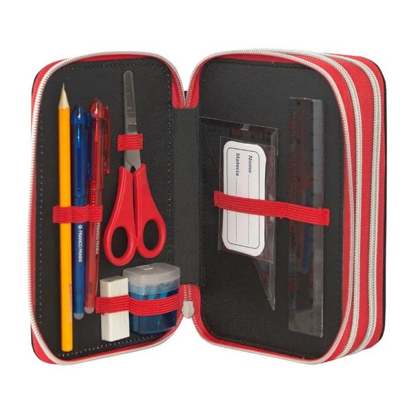 Продукт One Piece Red - Ученически несесер със съдържание и 3 отделения - 0 - BG Hlapeta