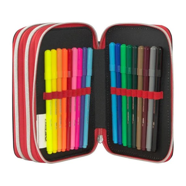 Продукт One Piece Red - Ученически несесер със съдържание и 3 отделения - 0 - BG Hlapeta