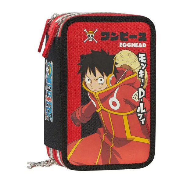 Продукт One Piece Red - Ученически несесер със съдържание и 3 отделения - 0 - BG Hlapeta