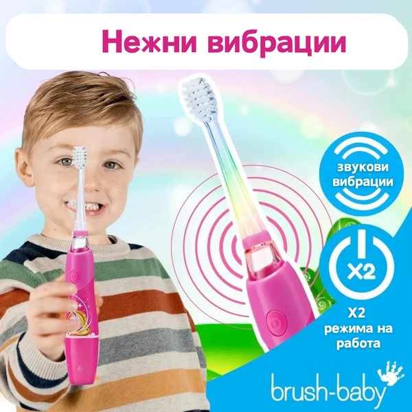 Продукт Brush-Baby Unicorn KidzSonic - Електрическа четка за зъби с USB захранване и 1 резервна глава 3+ години - 0 - BG Hlapeta