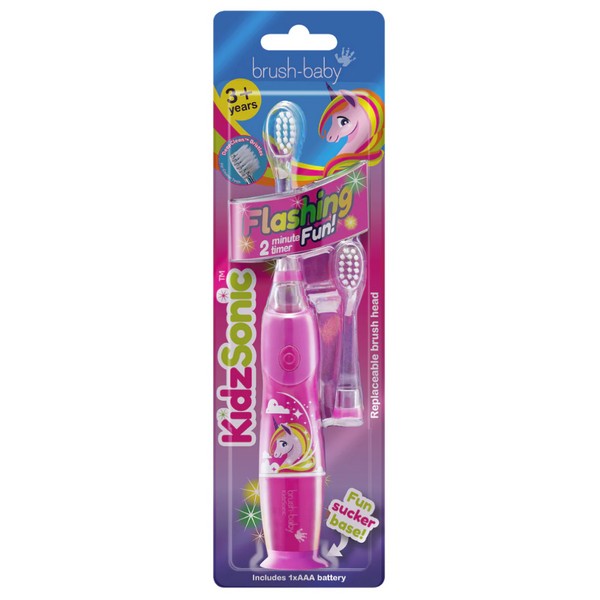 Продукт Brush-Baby Unicorn KidzSonic - Електрическа четка за зъби с USB захранване и 1 резервна глава 3+ години - 0 - BG Hlapeta