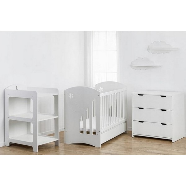 Продукт Детска стая Moon - Кошара, скрин, шкаф за повиване + матрак - 0 - BG Hlapeta