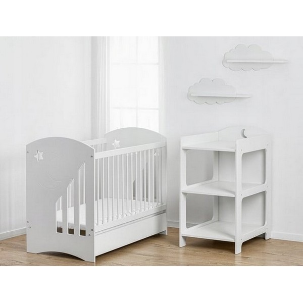 Продукт Детска стая Moon - Кошара, скрин, шкаф за повиване + матрак - 0 - BG Hlapeta