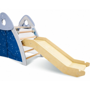 Hape - Дървен комплект, 4 в 1 Комплект за катерене и пързаляне, 176.28 x 52.5 x 79.25 см
