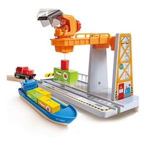 Hape - Дървен комплект, морски и железопътен превоз на товари, 4 части