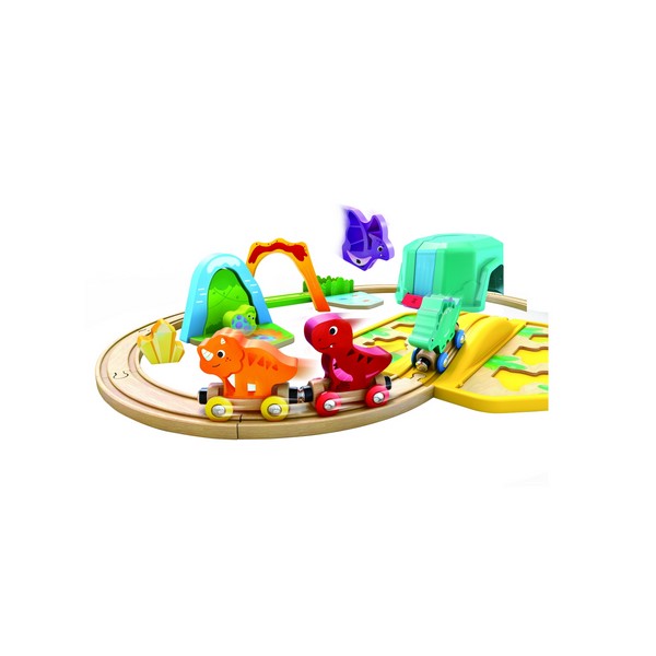 Продукт Hape Динозаври - Комплект дървен влак в кутия, 27 части - 0 - BG Hlapeta