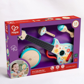 Hape Перкусии - Детски музикален комплект, 4 части
