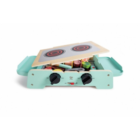 Hape Барбекю и скара с аксесоари и звуци - Детски дървен комплект, 24части