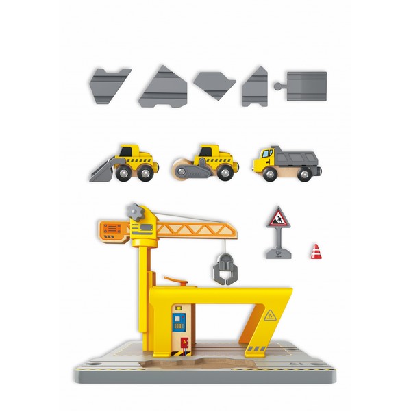 Продукт Hape - Комплект железопътна товарна рампа, 14 части - 0 - BG Hlapeta