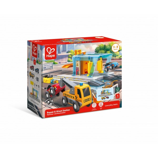 Продукт Hape - Комплект железопътен сервиз, 11 части - 0 - BG Hlapeta